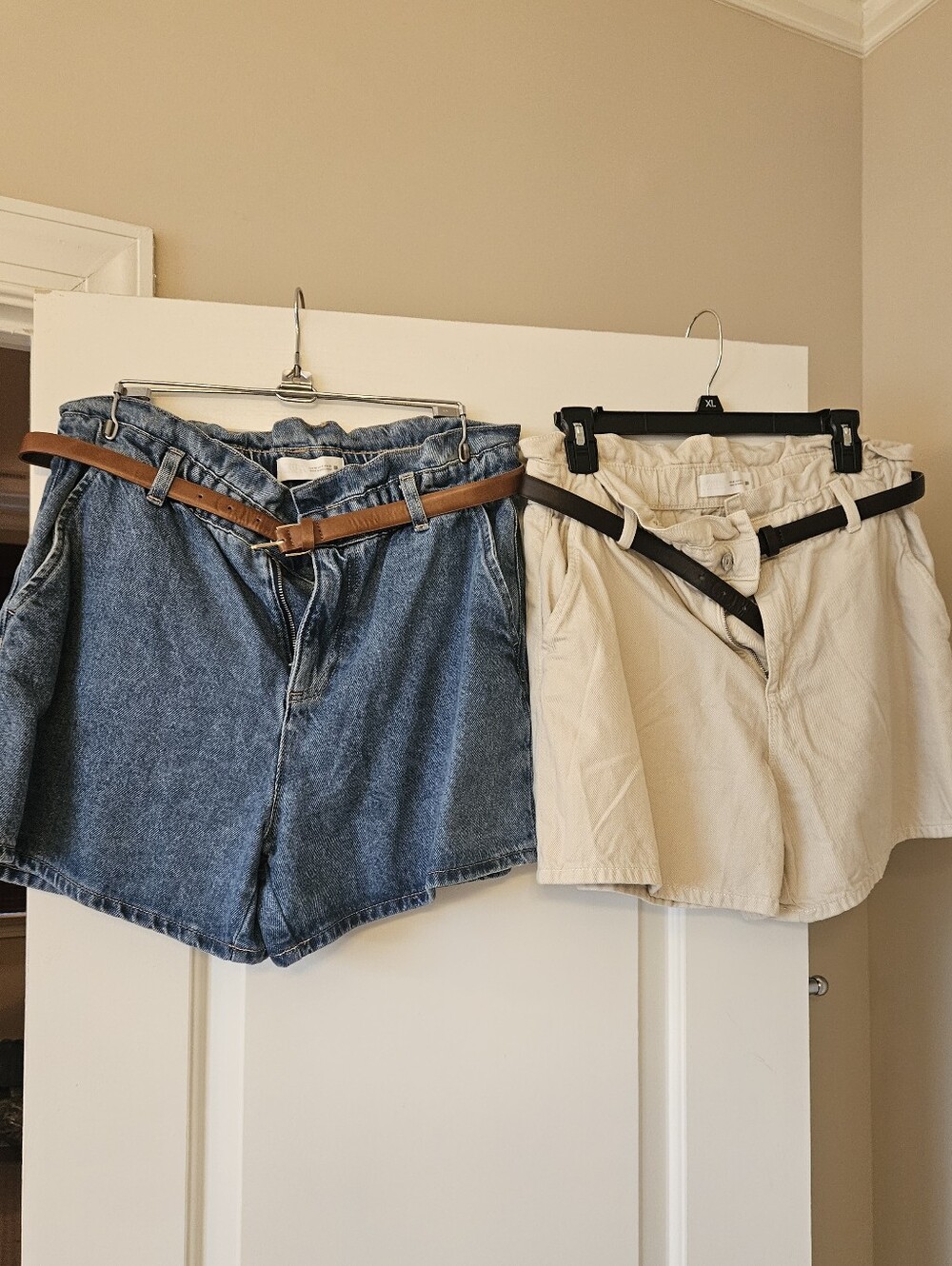 Lot Of 2 ZARA high Waist Belted Denim Shorts Size 8